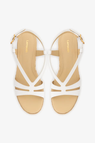 Daphne Espadrille Sandal White Patent Leather Sandal Larroudé