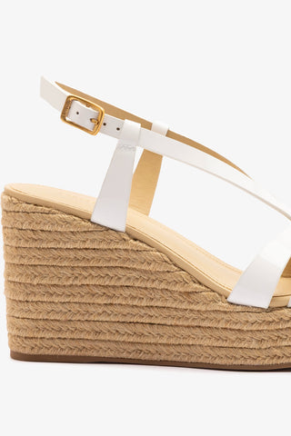 Daphne Espadrille Sandal White Patent Leather Sandal Larroudé