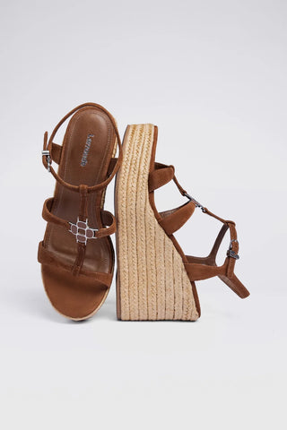 Hana Espadrille Sandal Burnt Umber Suede Sandal Larroudé