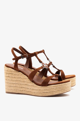 Hana Espadrille Sandal Burnt Umber Suede Sandal Larroudé