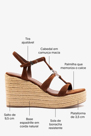 Hana Espadrille Sandal Burnt Umber Suede Sandal Larroudé
