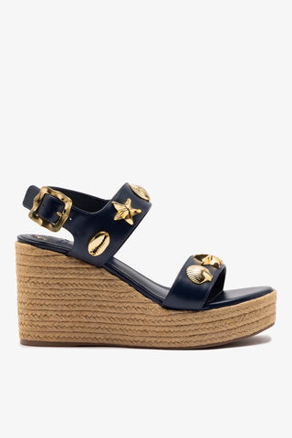 Madison Hi Espadrille In Navy Saffiano Sandal Larroudé