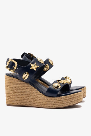 Madison Hi Espadrille In Navy Saffiano Sandal Larroudé