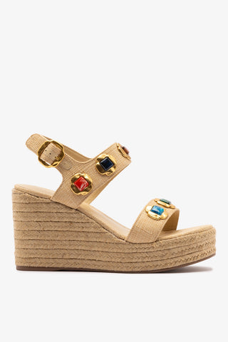 Milan Gioiello Espadrille In Beige Raffia