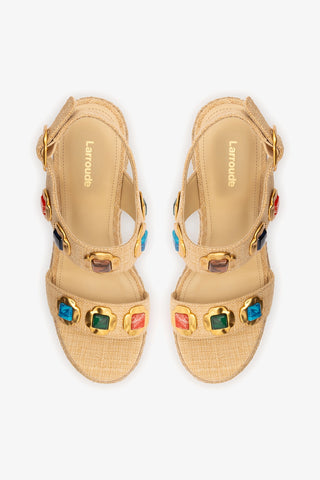 Milan Gioiello Espadrille In Beige Raffia