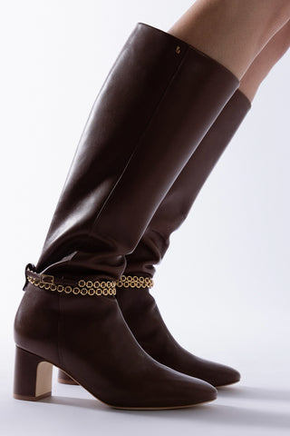 Milanina Hi Boot Burnt Umber Leather Boot Larroudé