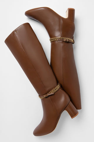 Milanina Hi Boot Burnt Umber Leather Boot Larroudé
