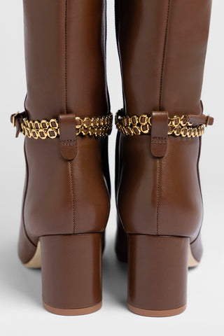 Milanina Hi Boot Burnt Umber Leather Boot Larroudé