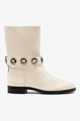 Milan Flat Bootie In Ivory Leather