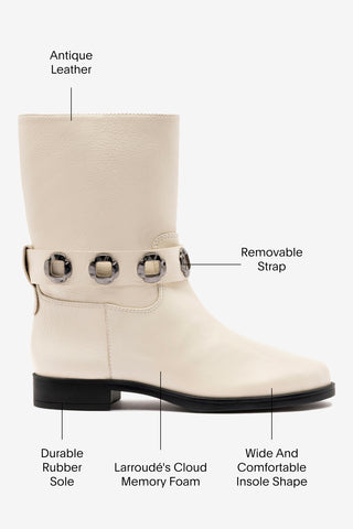 Milan Flat Bootie In Ivory Leather