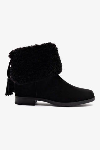 Verbier Bootie In Black Suede and Black Shearling