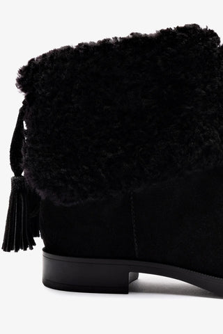 Verbier Bootie In Black Suede and Black Shearling