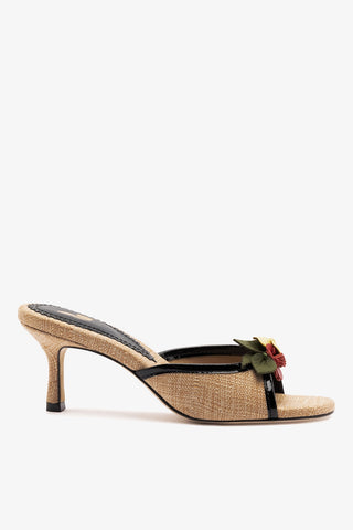Juliette Mule Beige Raffia Womens - Shoes - Mules Larroudé