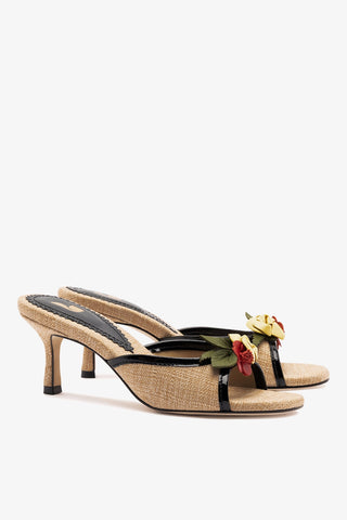 Juliette Mule Beige Raffia Sandal Larroudé