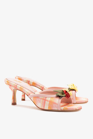 Juliette Mule Tulip Stamped Raffia Womens - Shoes - Mules Larroudé