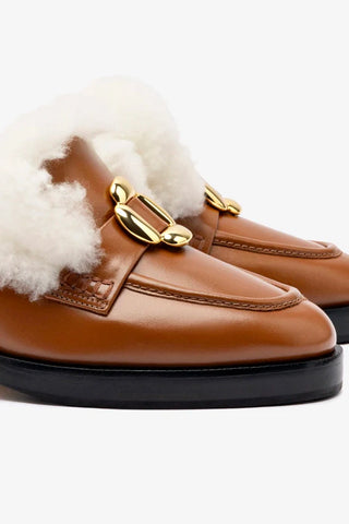 Bobbie Loafer In Caramel Leather and Natural Shearling