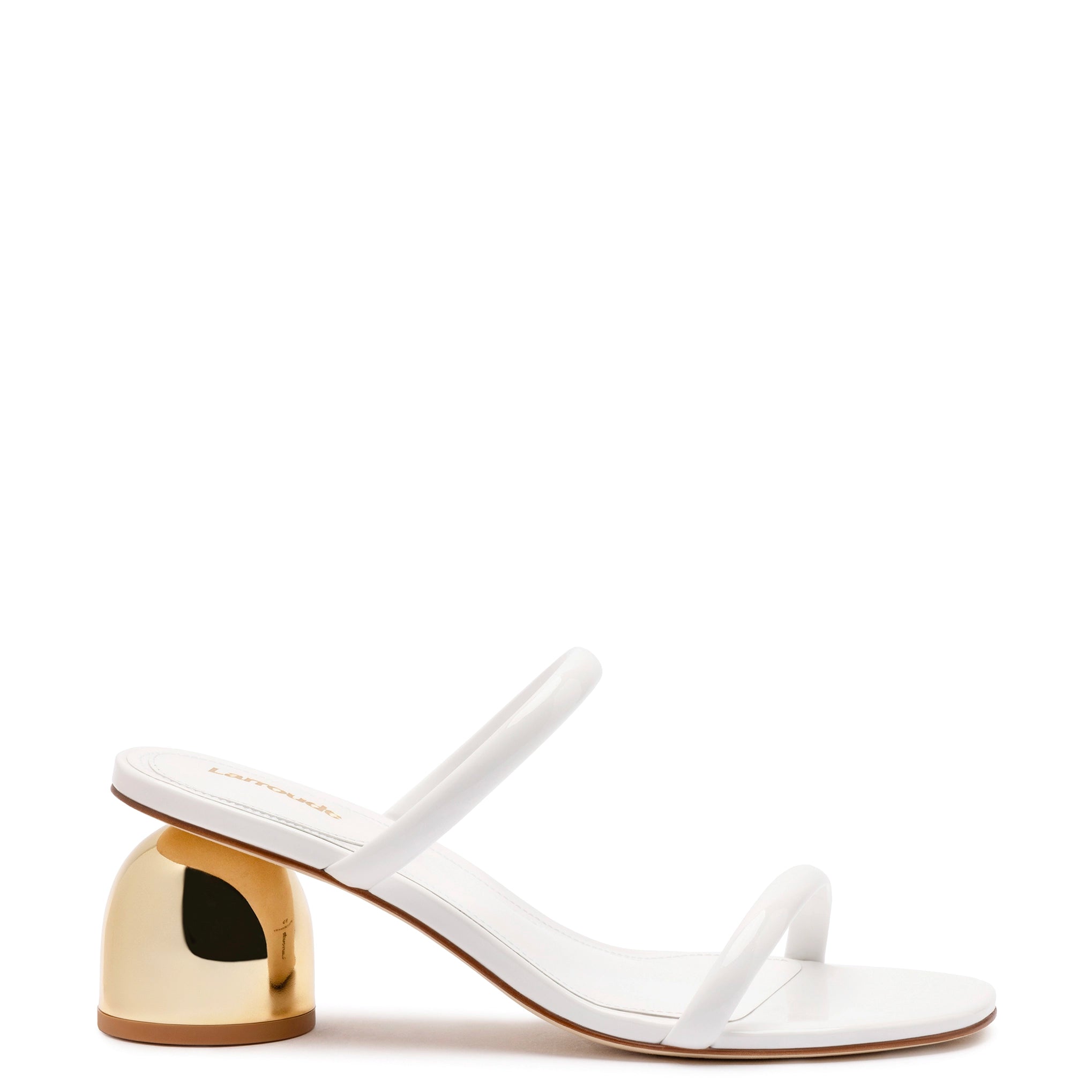 Mule Dew Drop en piel de charol blanca