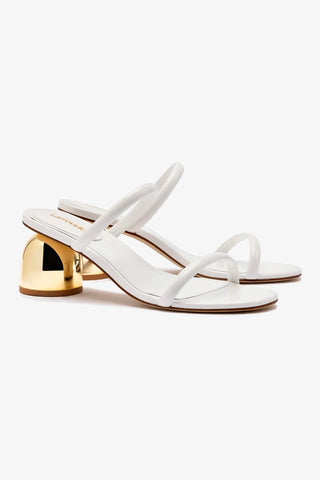 Dew Drop Mule In White Patent Leather