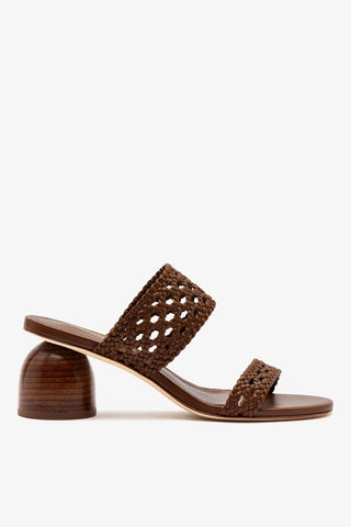 Dew Drop Macrame Sandal In Burnt Umber Leather