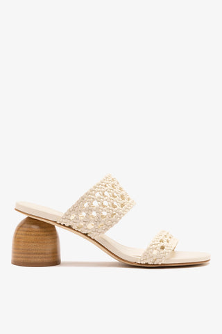 Dew Drop Macrame Sandal In Ivory Leather