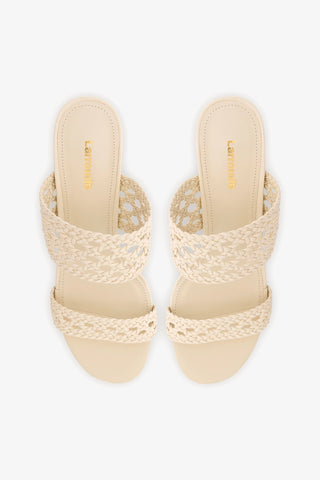 Dew Drop Macrame Sandal In Ivory Leather
