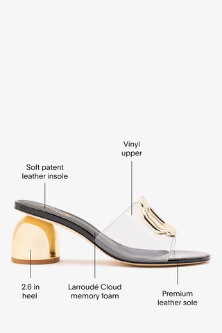 Margherita Clear Mule Black Patent Leather Mule Larroudé