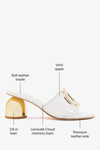 Margherita Clear Mule White Leather Mule Larroudé