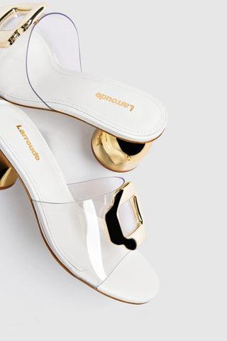 Margherita Clear Mule White Leather Mule Larroudé