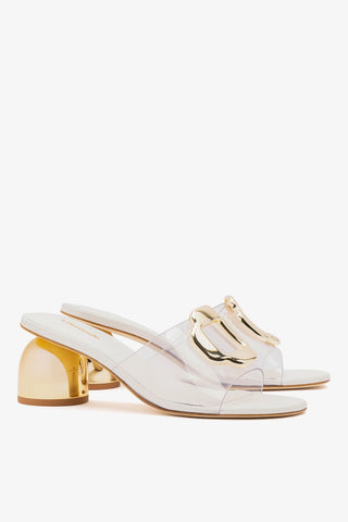 Margherita Clear Mule White Leather Mule Larroudé