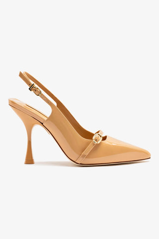 Ines Hi Pump in Tan Patent Leather