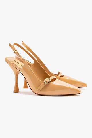 Ines Hi Pump in Tan Patent Leather