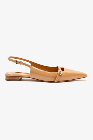 Ines Flat In Tan Patent Leather