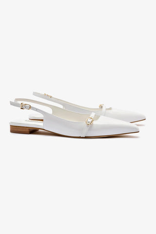 Ines Flat In White Patent Leather