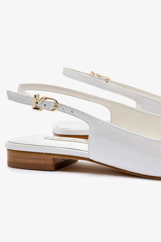 Ines Flat In White Patent Leather