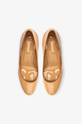 Michelle Lo Pump In Tan Patent Leather