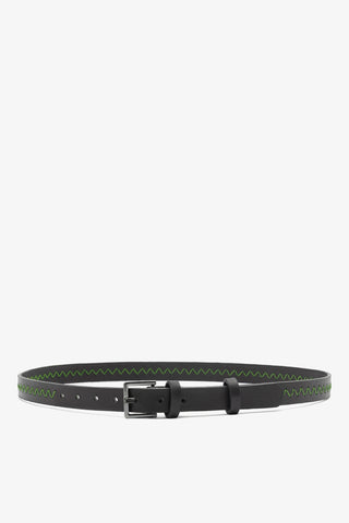 Larroudé x Jonathan Cohen: Zig Zag Belt Green and Black Leather Clothing Larroudé x Jonathan Cohen