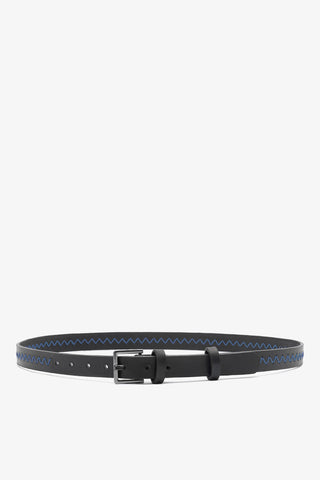 Larroudé x Jonathan Cohen: Zig Zag Belt Blue and Black Leather Clothing Larroudé x Jonathan Cohen