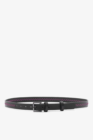 Larroudé x Jonathan Cohen: Zig Zag Belt Pink and Black Leather Clothing Larroudé x Jonathan Cohen