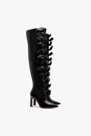 Larroudé for Jonathan Cohen: Tie Boot In Black Leather