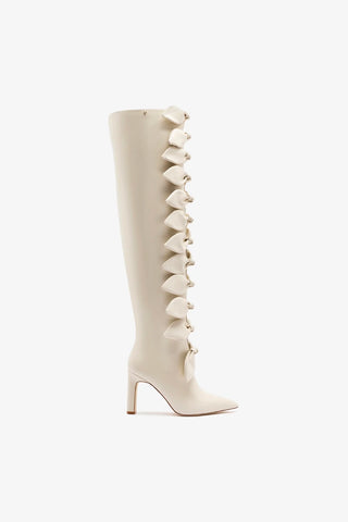 Larroudé for Jonathan Cohen: Tie Boot In Ivory Leather