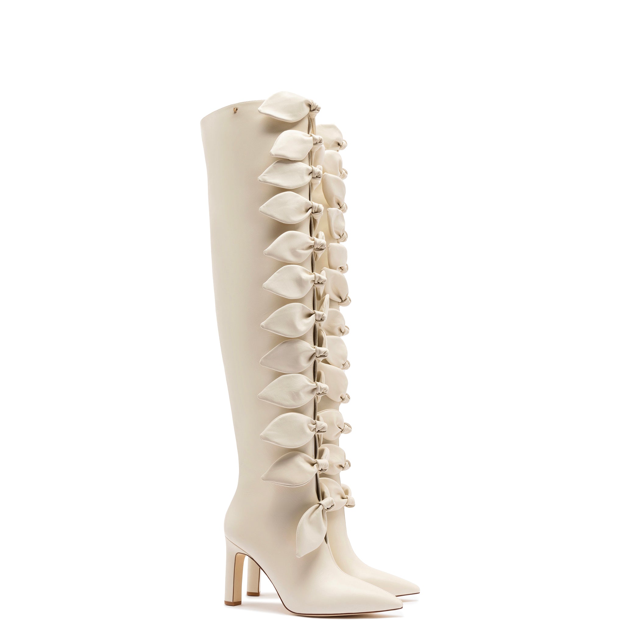 Larroudé for Jonathan Cohen: Tie Boot In Ivory Leather