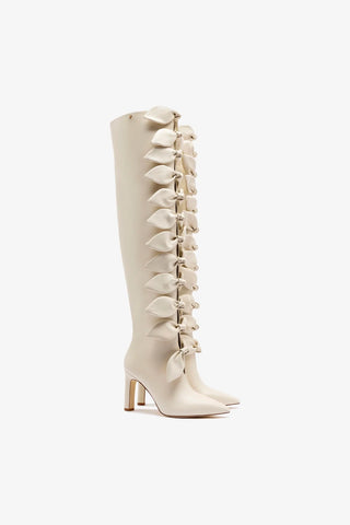 Larroudé for Jonathan Cohen: Tie Boot In Ivory Leather