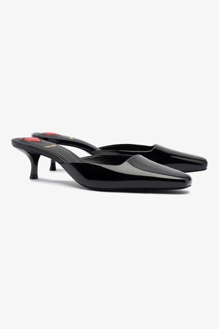 Amal Mule In Black Patent Leather