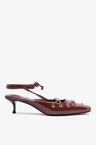 Amal Lace Up Pump In Burgundy Leather