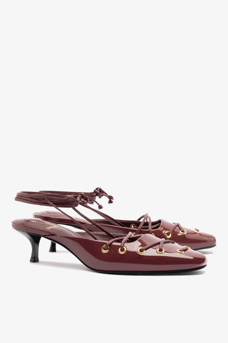 Amal Lace Up Pump In Burgundy Leather