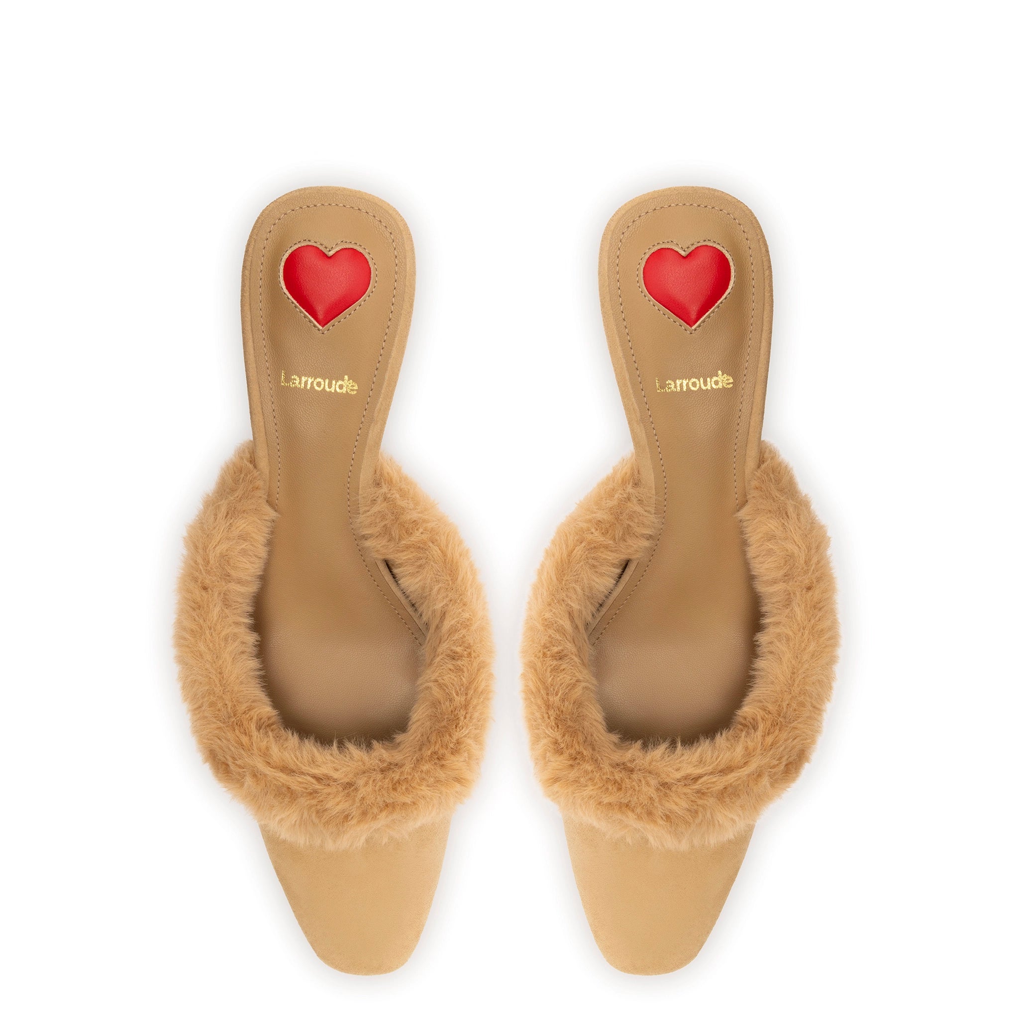 Amal Faux Fur Mule In Peanut Suede