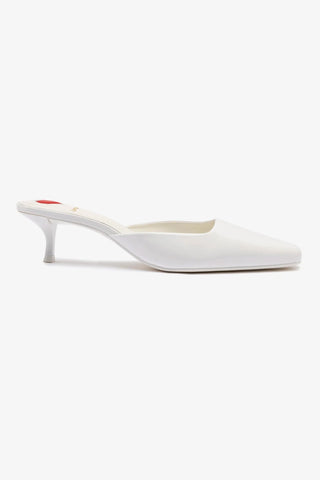 Amal Mule In White Patent Leather