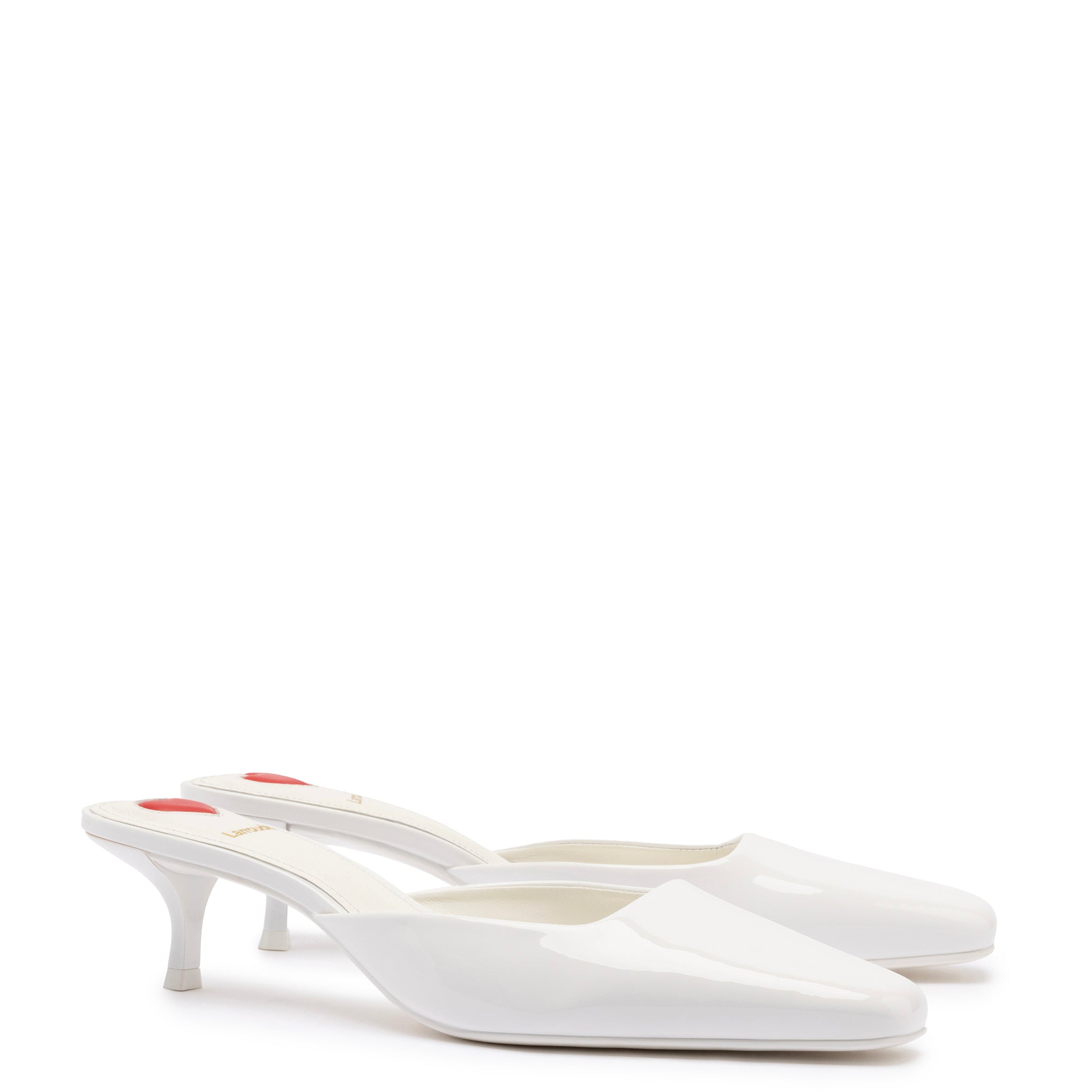 Amal Mule In White Patent Leather