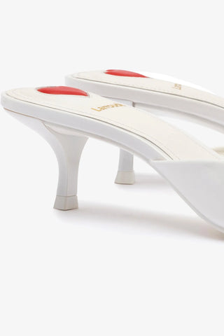 Amal Mule In White Patent Leather