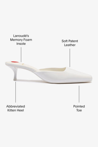 Amal Mule In White Patent Leather